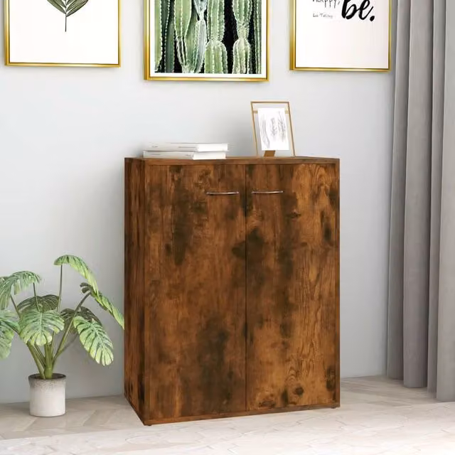 Berkfield Home Smoked Oak Sideboard in Brown, W/D/H: 60 x 30 x 75 cm