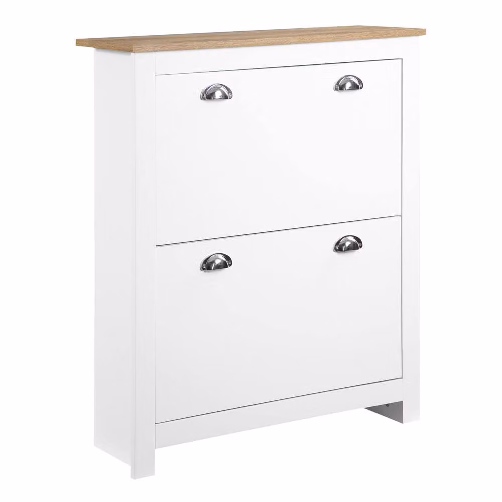 Wyld Haus Neneka Slim White Shoe Cabinet with 2 Tilting Compartments, H 90.5 cm x W 79 cm x D 23 cm – 2
