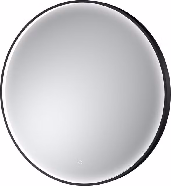 Balterley Round LED Bathroom Mirror with Demister Pad and Touch Sensor, Black, W/D/H: 80 x 80 x 1 cm