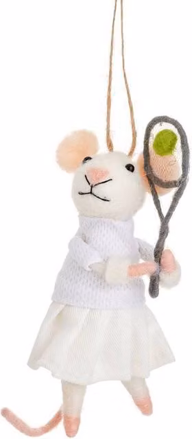The Alphabet Gift Shop Tennis Mouse Christmas Bauble in White – 1