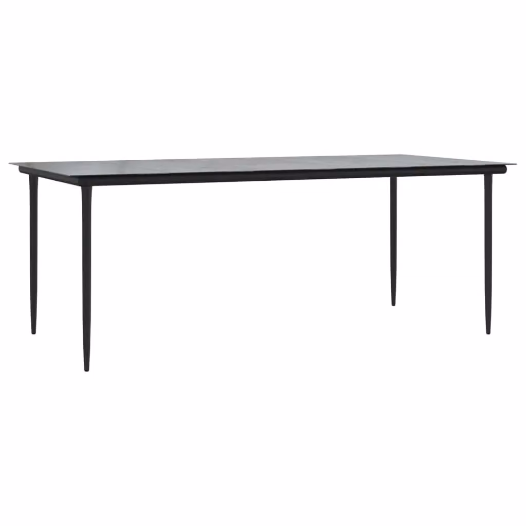 Berkfield Home Modern Garden Dining Table in Black with Steel and Tempered Glass, W/D/H: 200 x 100 x 74 cm – 2