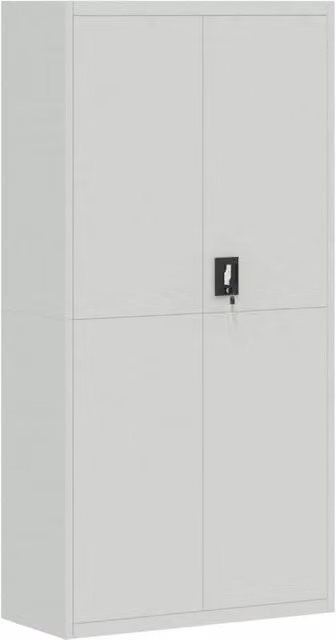 Berkfield Home Steel File Cabinet in Light Grey with Hinged Doors and Lock, W/D/H: 90 x 40 x 180 cm