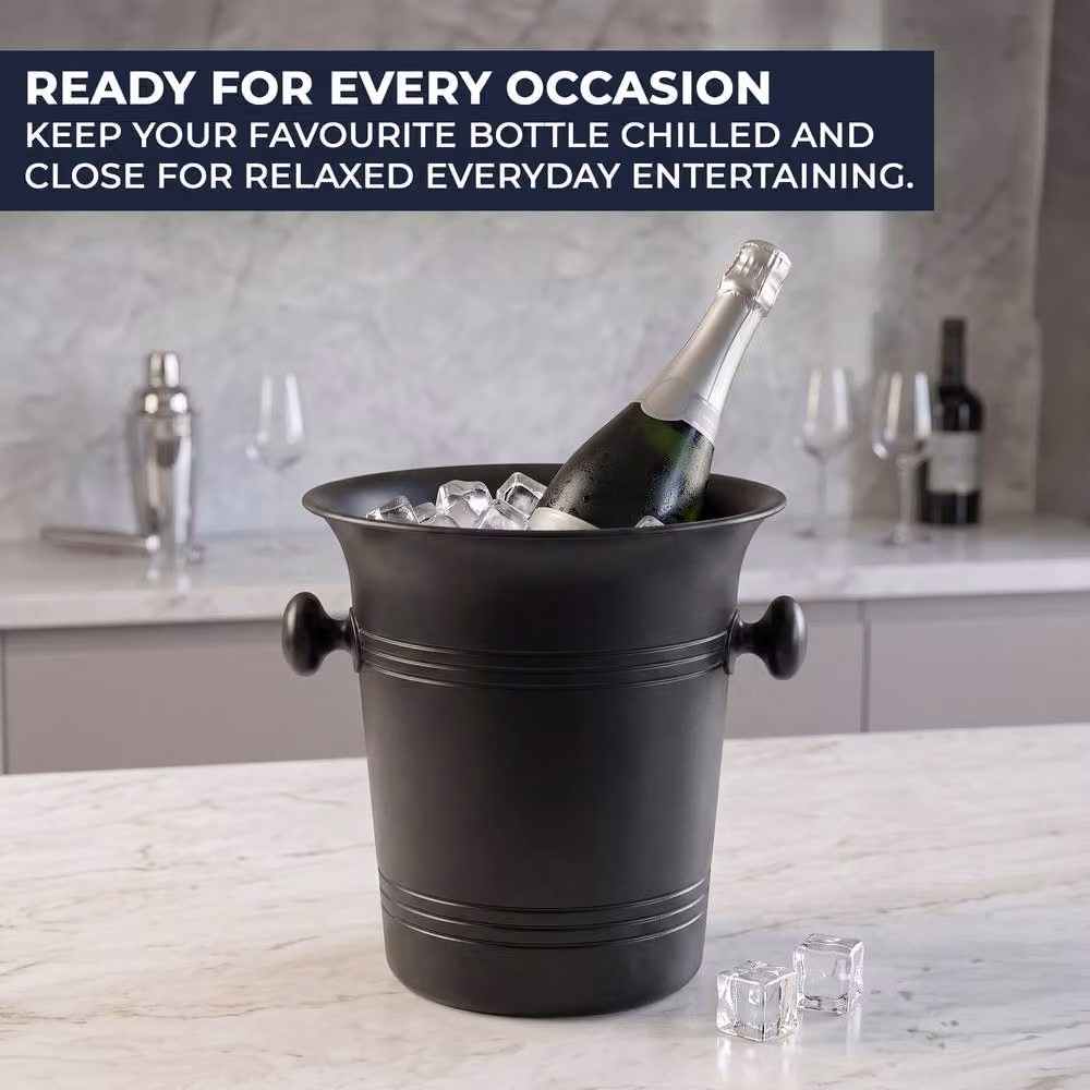 Chabrias Ltd Matte Black Wine Cooler and Champagne Ice Bucket, 3.5 l – 6