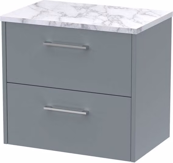 Balterley Winshill Contemporary 2 Drawer Wall Hung Vanity Unit, Grey, W: 60 cm, H: 56.1 cm – 1