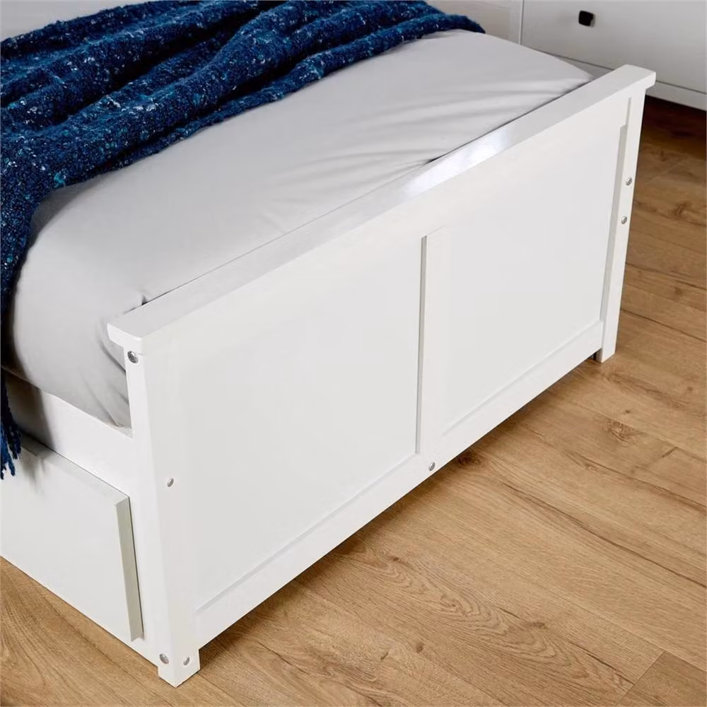 SPETLEK Single 3ft Pine Wooden Bed Frame with Drawers in White – 2