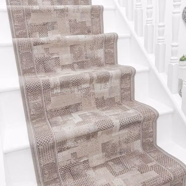 runrug Tribe Stair Runner Carpet in Beige, W: 80 cm, L: 600 cm – 1