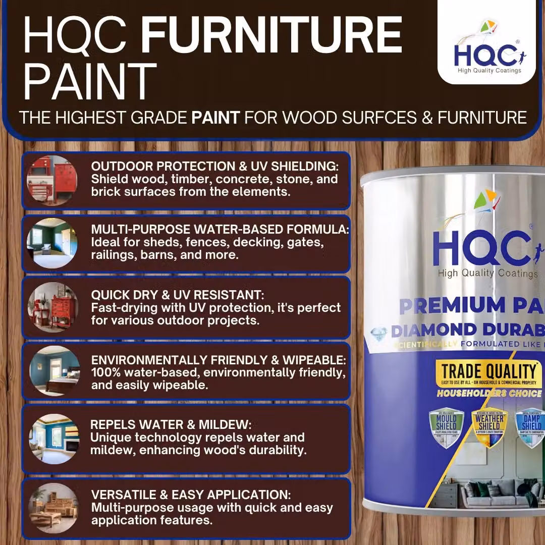 HQC PAINTS Water Based Matt Furniture Paint in Leaf Brown, 5 l – 5