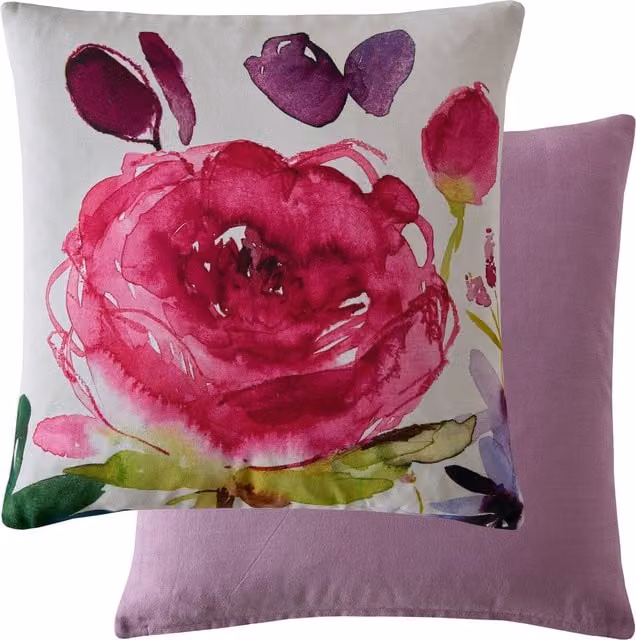 Bluebellgray Floral Rose Filled Square Cushion, Fuchsia, W/D/H: 45 x 45 x 45 cm
