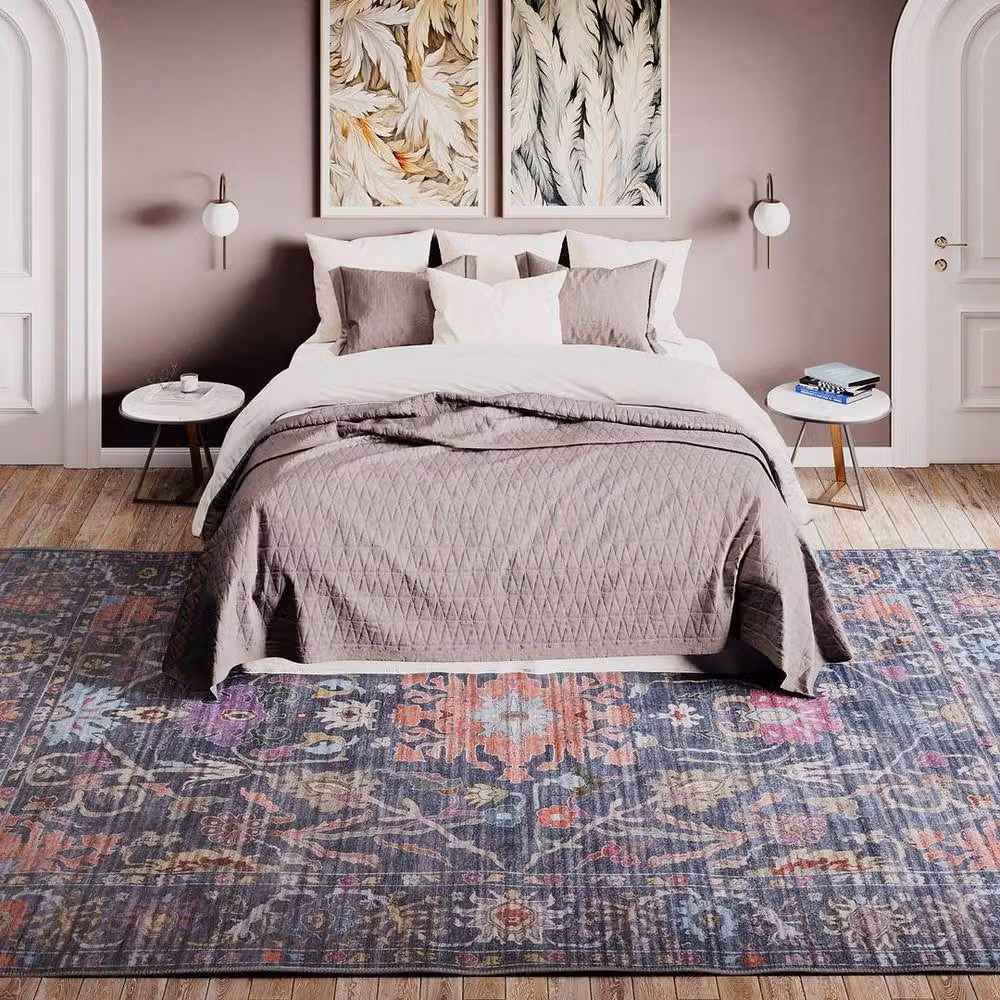 Kukoon Navy Blue Distressed Soft Pile Vintage Area Rug for Living Room or Bedroom, W: 200 cm, D: 290 cm – 2