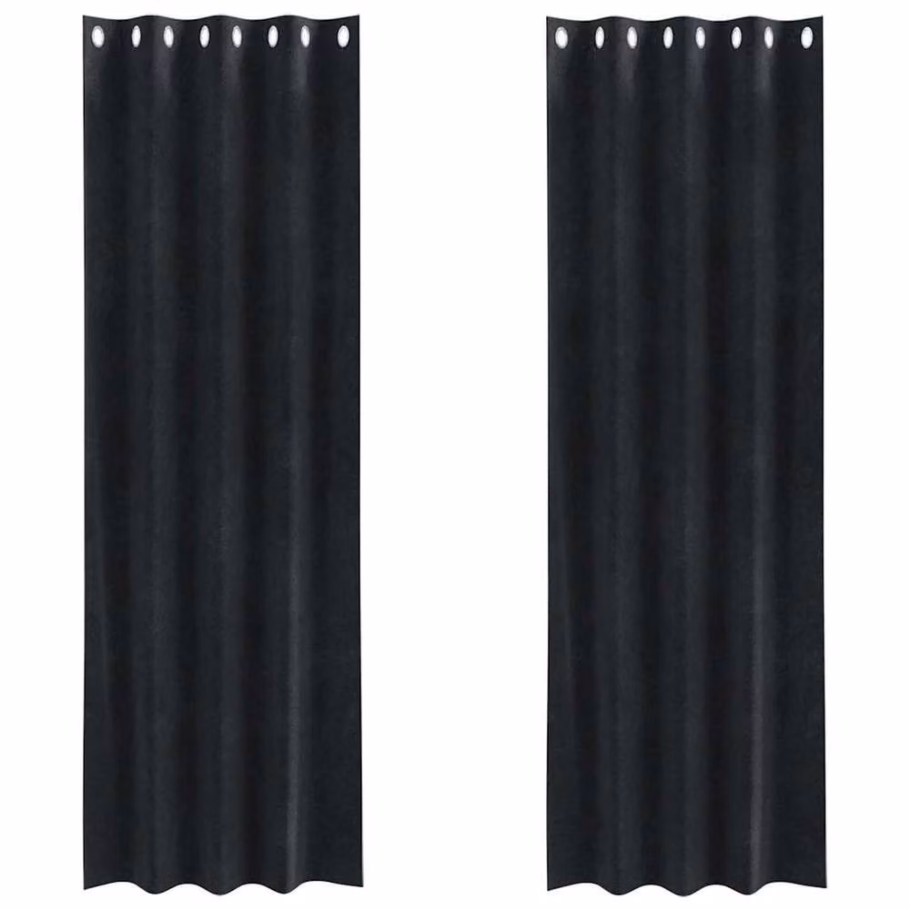 Berkfield Home Modern Blackout Velvet Curtains with Eyelets, 2 Pack, Black – 3