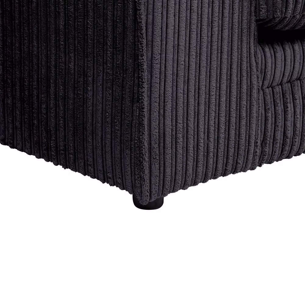 LUXURY LIFE Declan Jumbo Cord Fabric Right Hand Facing Corner Sofa in Black – 4