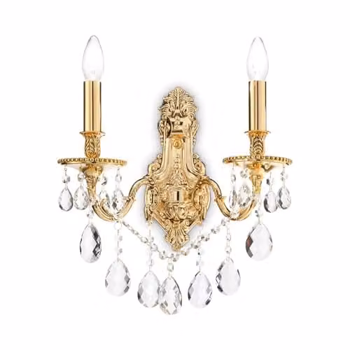 Ideal Lux GIOCONDA AP2 Gold and Transparent Glass Wall Light