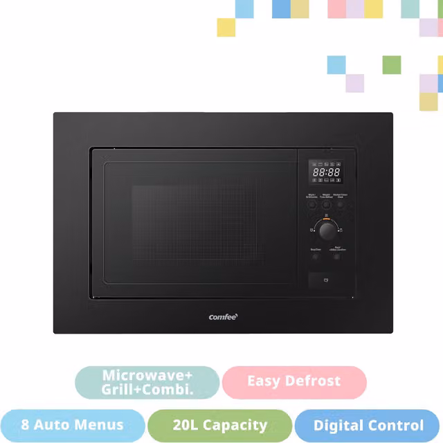 Livingandhome 20 Litre Built-in Grill Microwave Combi in Black