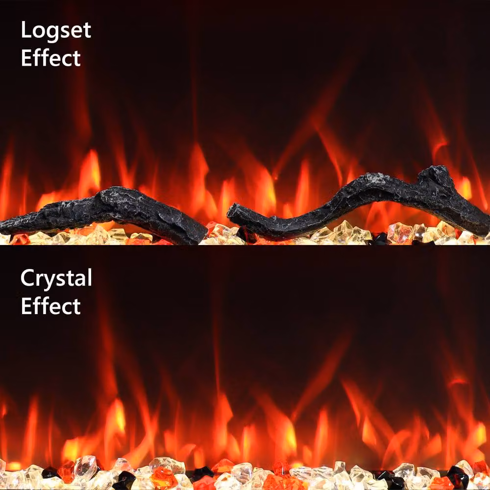 Valuxhome Black Electric Fire, Recessed or Wall Mounted with 13 Flame Bed Fuel Colours – 5