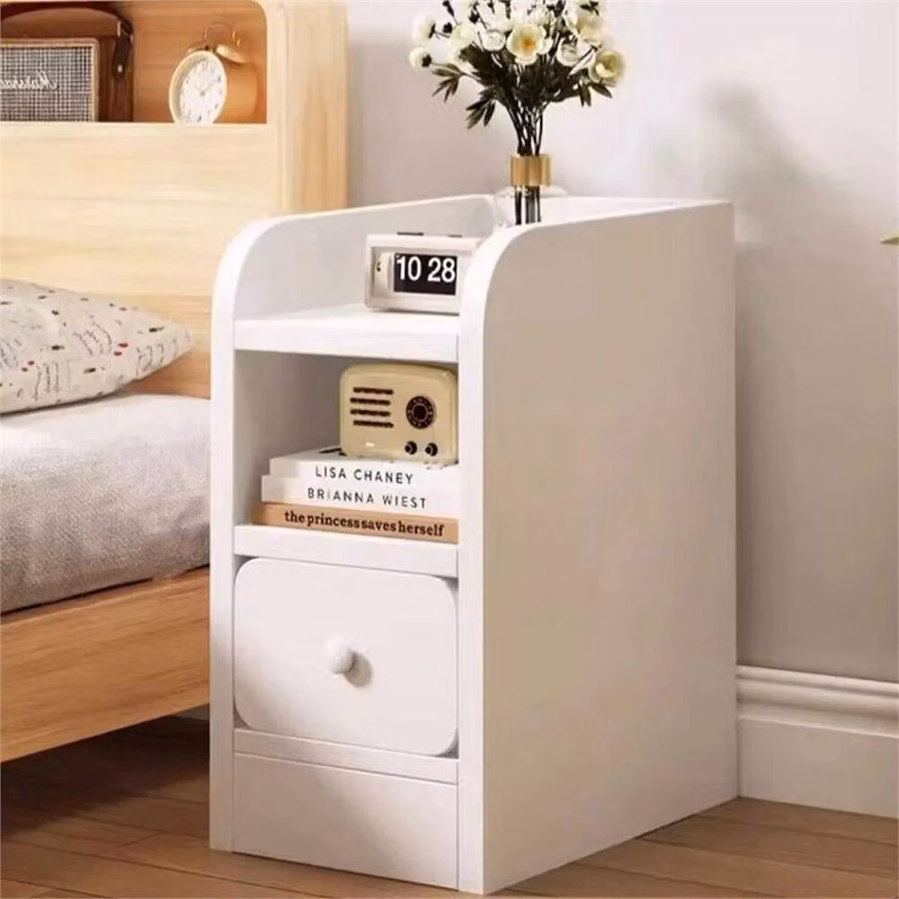 Nordara Small Slim Bedside Table and Sofa End Table in White, W/D/H: 40 x 40 x 50 cm – 3
