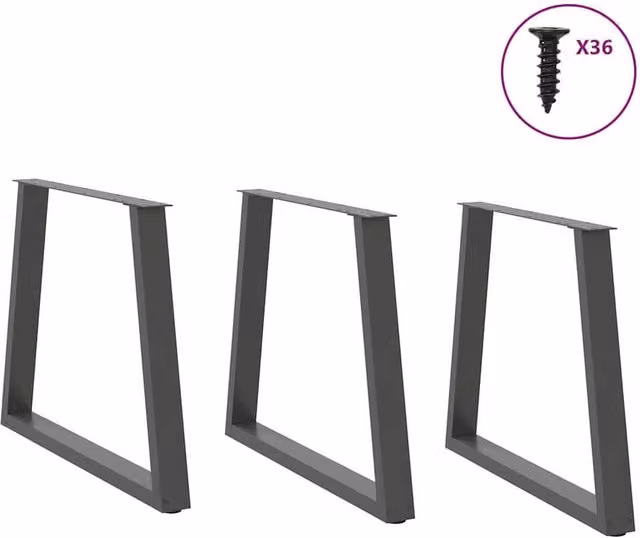 Berkfield Home Modern V-Shape Dining Table Legs, 3 Piece Set, Anthracite Grey, Height: 72-73.3 cm, Width: 80 cm – 1