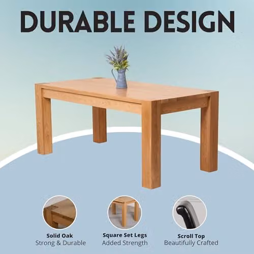 Thats Furniture Kuba Oak Dining Table and 8 Montana Black Leather Chairs Set, W: 180 cm, D: 90 cm – 3