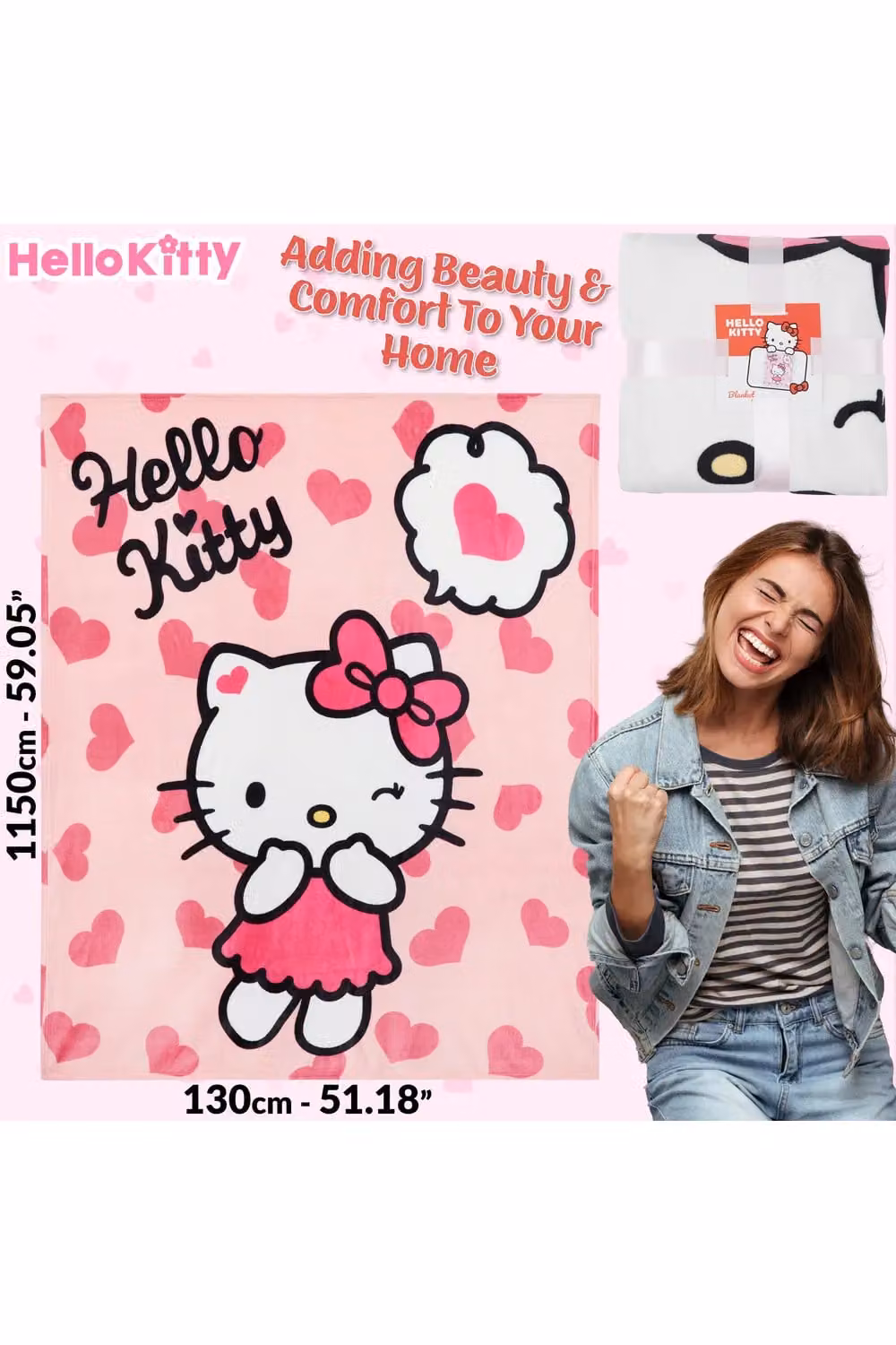 Hello Kitty Pink Fleece Blanket – 3