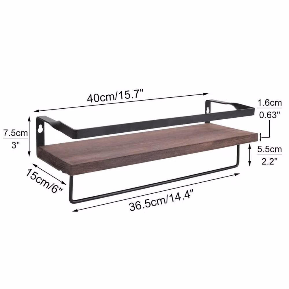 Kelvenix Set of 2 Brown Wooden Floating Wall Mounted Shelves – 2