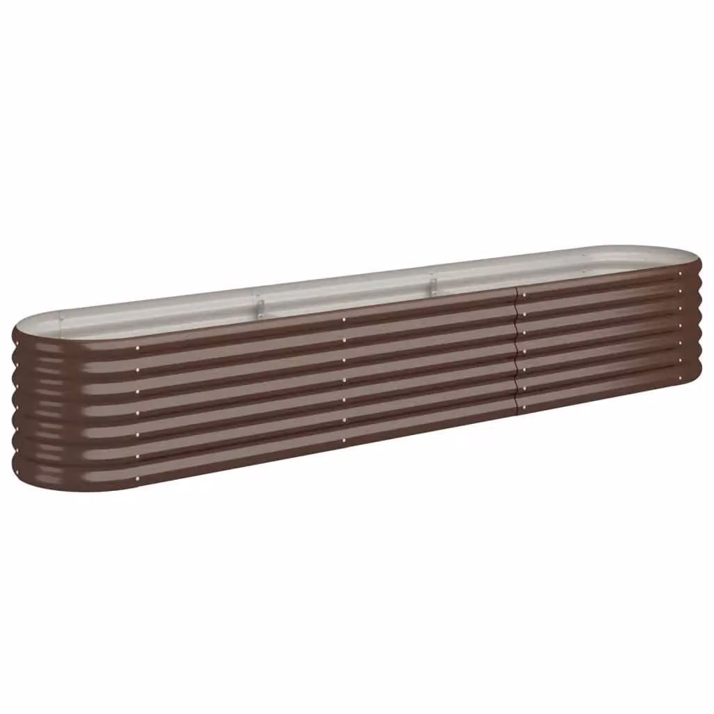 Berkfield Home Garden Powder-coated Steel Raised Bed in Brown, W/D/H: 224 x 40 x 36 cm – 2