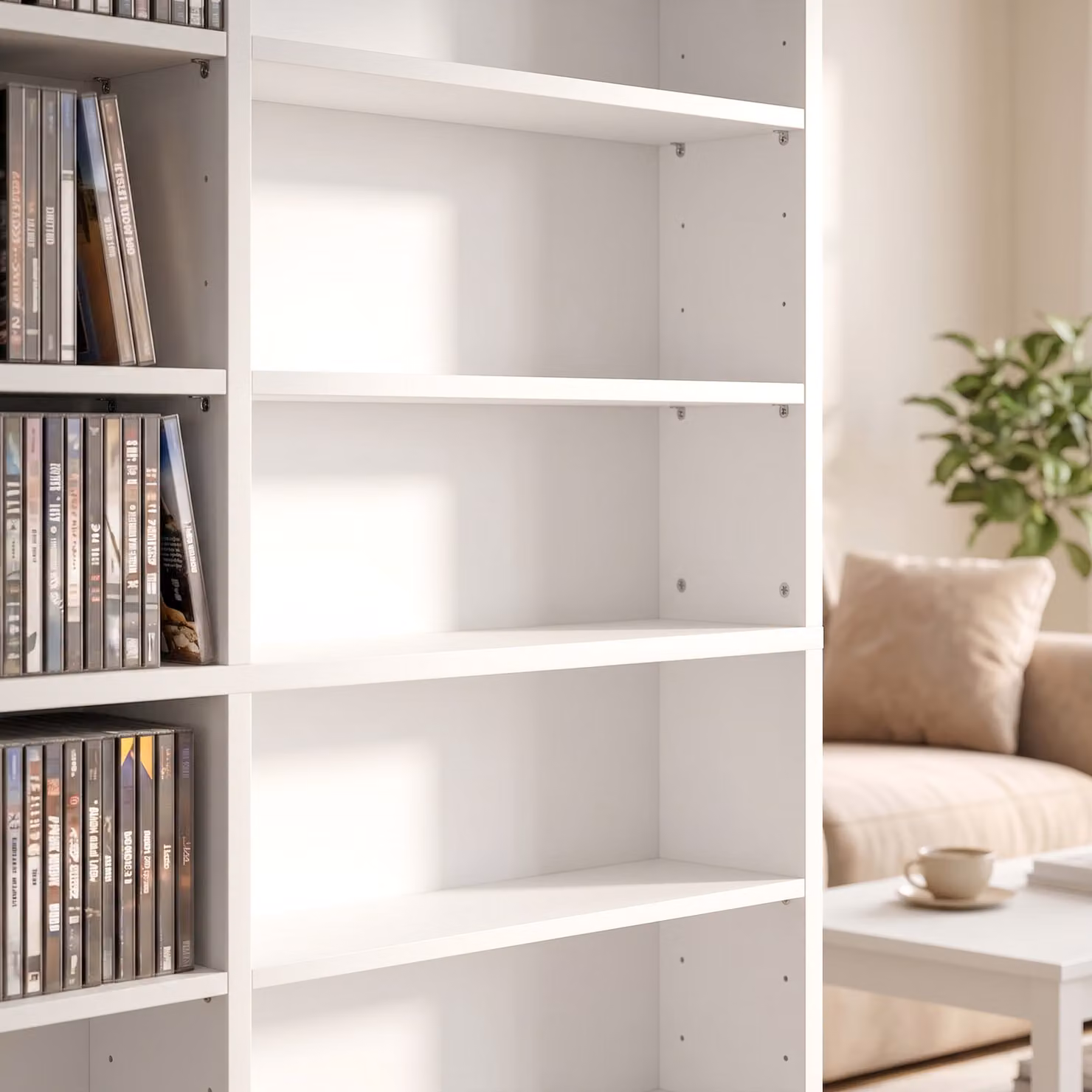HOMCOM White Media Storage Unit with 24 Compartments and 18 Adjustable Shelves for CD, DVD and Blu-ray Storage – 5