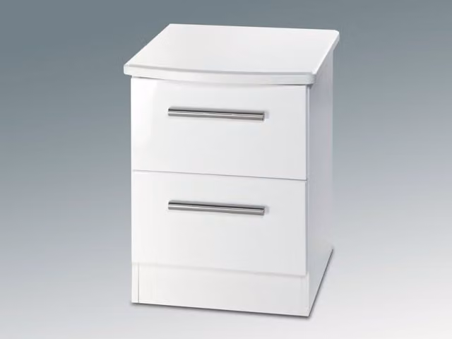 Welcome Knightsbridge White High Gloss 2 Drawer Small Bedside Table