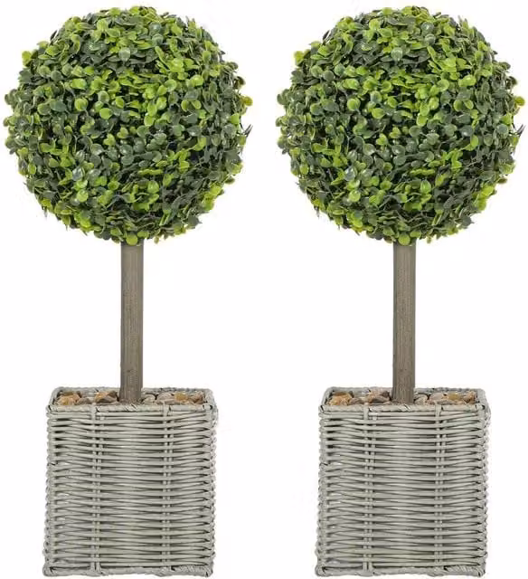Havendro Set of 2 Green Artificial Round Boxwood Topiary Balls, 50 cm