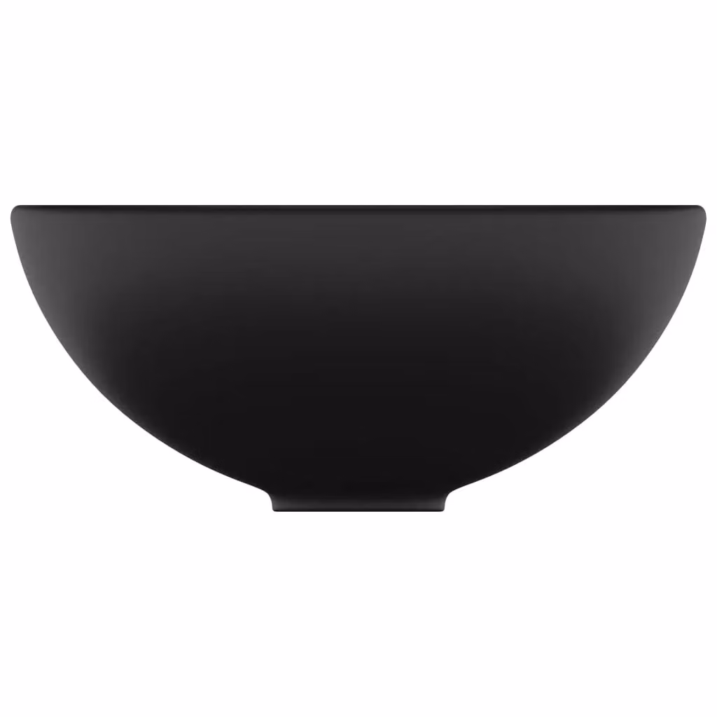 Berkfield Home Luxury Round Ceramic Bathroom Basin in Matt Black, W: 32.5 cm, H: 14 cm – 4