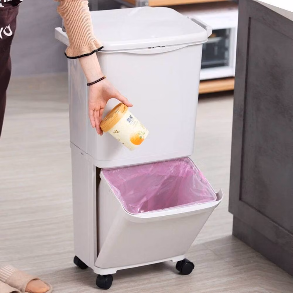 FORGEVIO White Dual Kitchen Rubbish and Recycling Bin with Flip Lid – 5