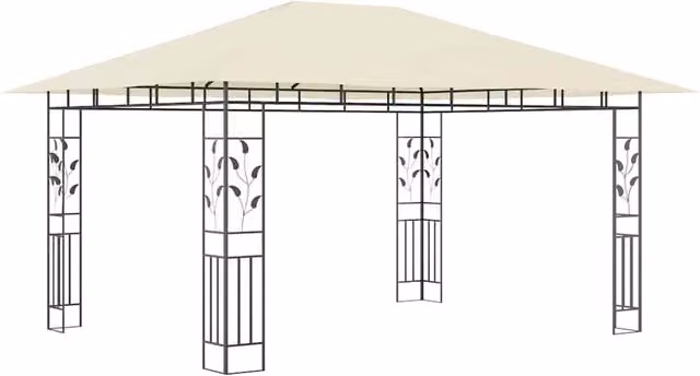 Berkfield Home Gazebo with Mosquito Net in Beige, W/D/H: 400 x 400 x 273 cm