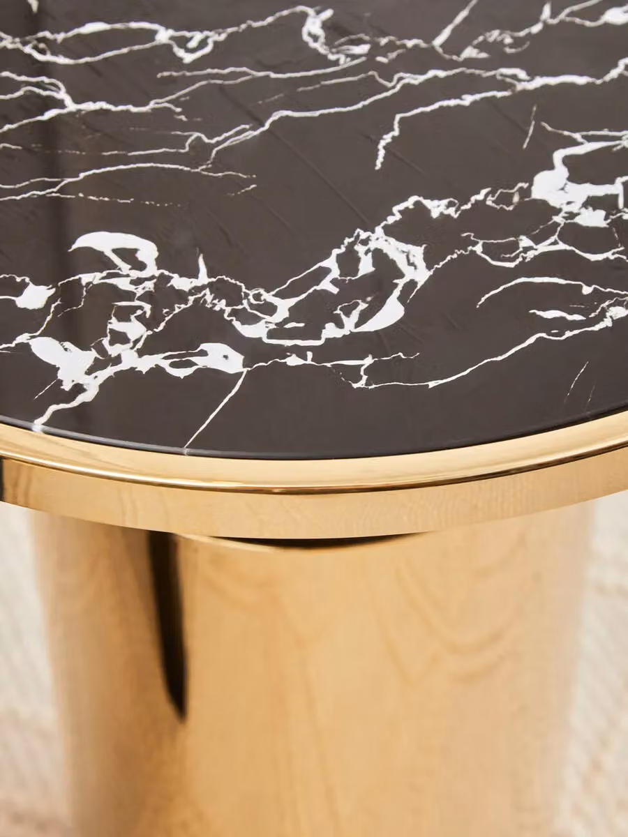 Fifty Five South Round Glass Nesting Side Tables with Gold Metal Base, Black and Gold – 3