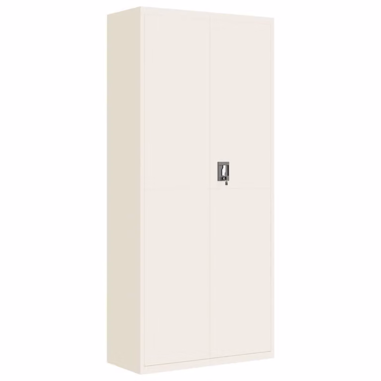 Berkfield Home White Steel File Cabinet with Hinged Doors and Adjustable Shelves, W/D/H: 90 x 40 x 240 cm