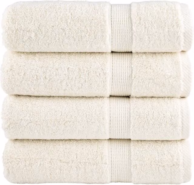 Berkfield Home SOLUND Premium Cotton Terry Shower Towels, 4 Pack, Cream, W: 70 cm, L: 140 cm, 600 gsm – 1