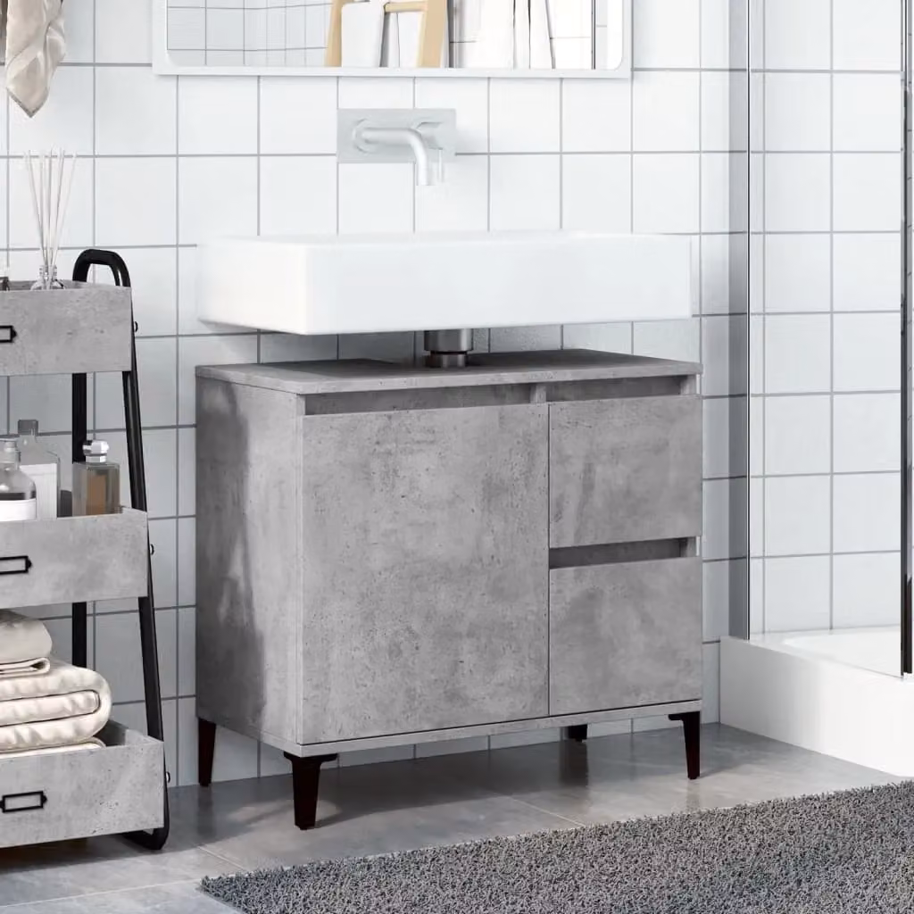 Berkfield Home Sink Cabinet in Concrete Grey, W/D/H: 65 x 33 x 60 cm – 3