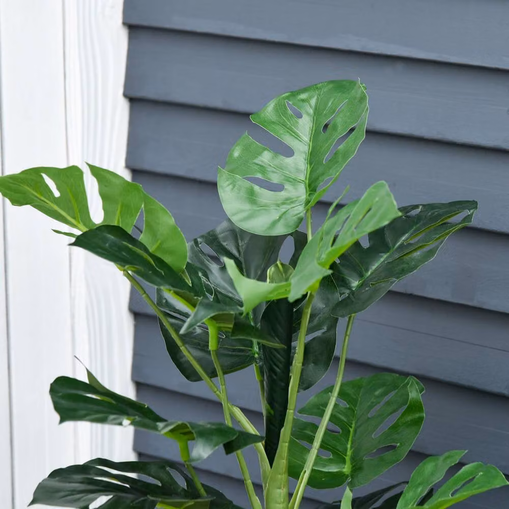 Wyld Haus Nalale Lumo Set of 2 Green Artificial Monstera Style Cheese Leaf Trees – 5