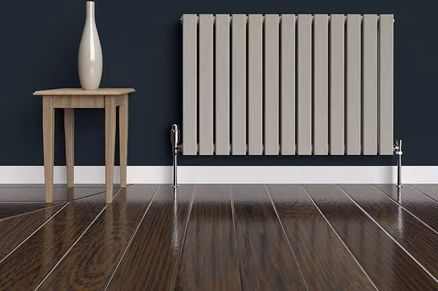 Lux Heat Flat Horizontal Coloured Double Radiator in Dune Grey, W: 91 cm, H: 60 cm
