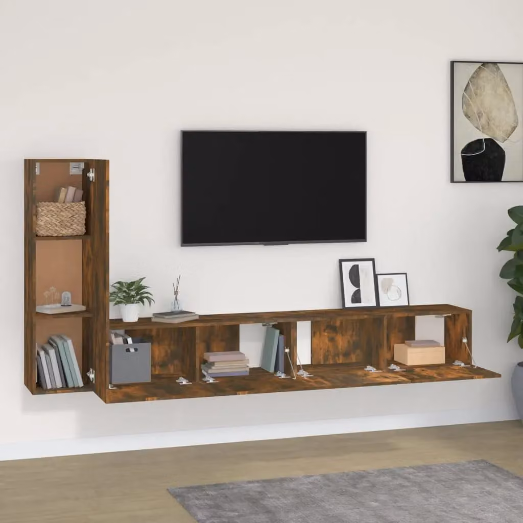 Berkfield Home 3 Piece Classic Smoked Oak TV Cabinet Set in Brown – 1