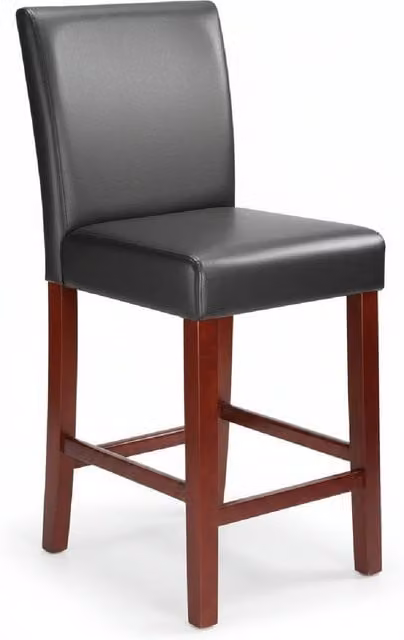 netfurniture Sayni Kitchen Bar Stool with Walnut Frame and Black Padded Synthetic Leather Seat and Back