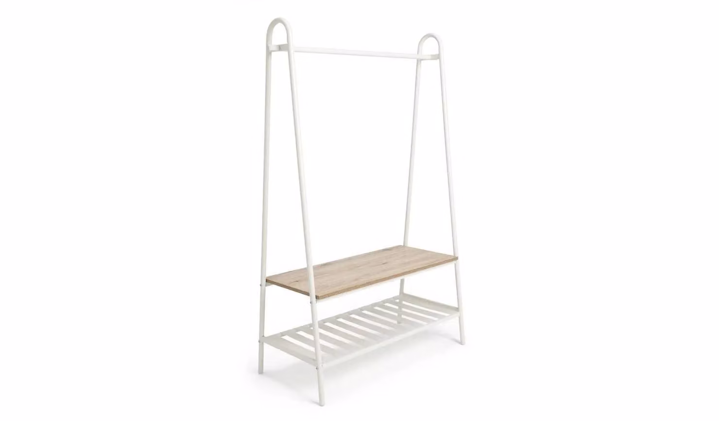 Turner Double Clothes Rail White Metal Garment Rail Wardrobe Storage Organiser W/D/H: 150 x 100 x 15 cm