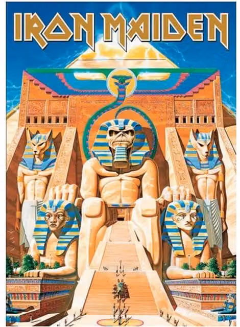 Iron Maiden Powerslave Postcard in Blue and Beige