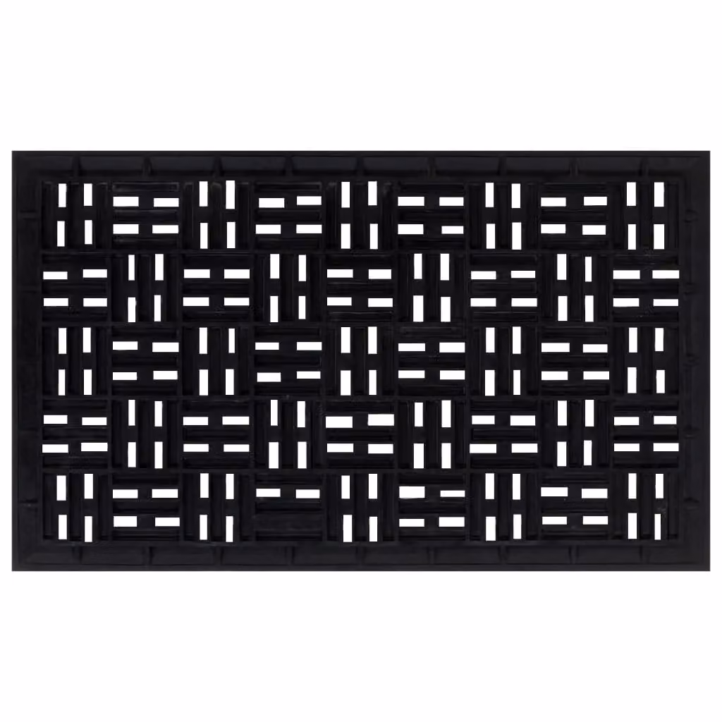 Berkfield Home Rectangular Rubber Door Mat, Black, W: 45 cm, L: 75 cm – 3