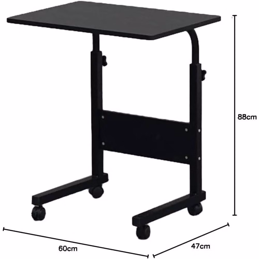 Nordara Adjustable Laptop Table with Wheels, Black Portable Standing Desk Cart, W/D/H: 100 x 100 x 88 cm – 2