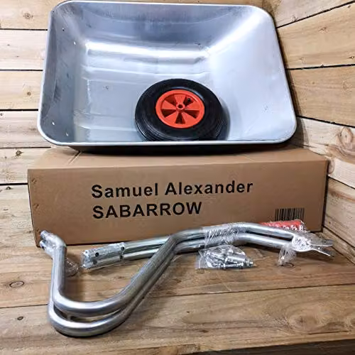 Samuel Alexander Heavy Duty Galvanised Metal Garden Wheelbarrow with Pneumatic Tyre, 65 Litre, 60kg Capacity, Silver – 7