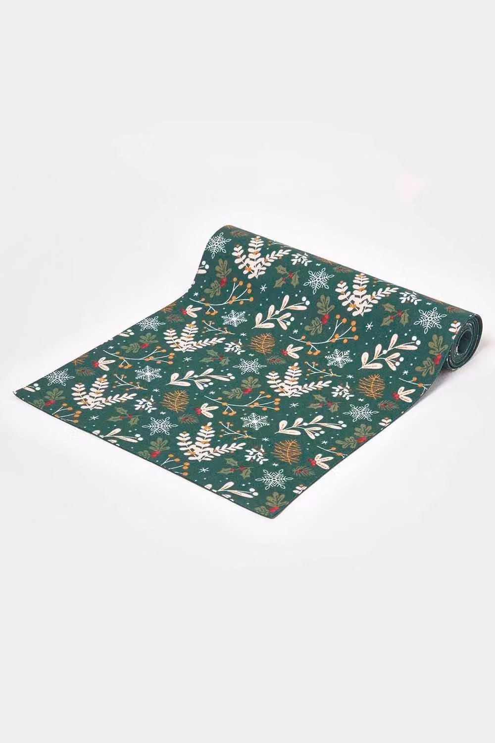 Homescapes Christmas Cotton Table Runner in Green, Red and Gold, W: 35 cm, L: 250 cm – 2