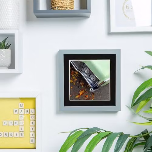 Nicola Spring Pack of 5 Grey Acrylic Shadow Box Photo Frames with Black 4 x 4 inch Mounts, 6 x 6 inch Square Wall Mounted Display – 2