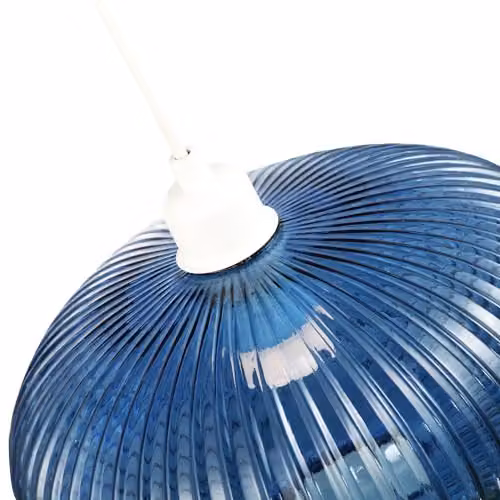 Happy Homewares Modern Oval Ribbed Glass Pendant Lamp Shade in Blue and Green, W: 30 cm, H: 17 cm – 3
