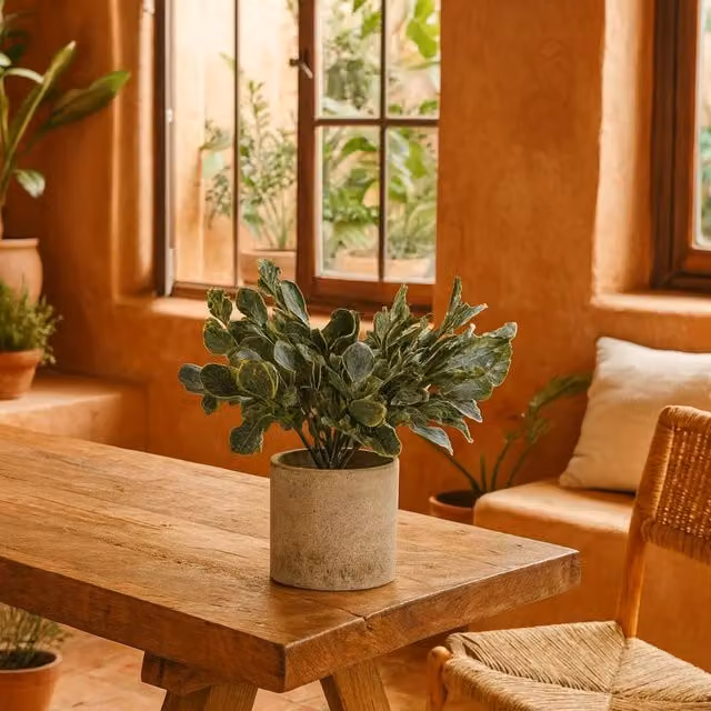 Wyld Haus Small Artificial Giana Eucalyptus Plant in a Green and Grey Ceramic Pot – 1
