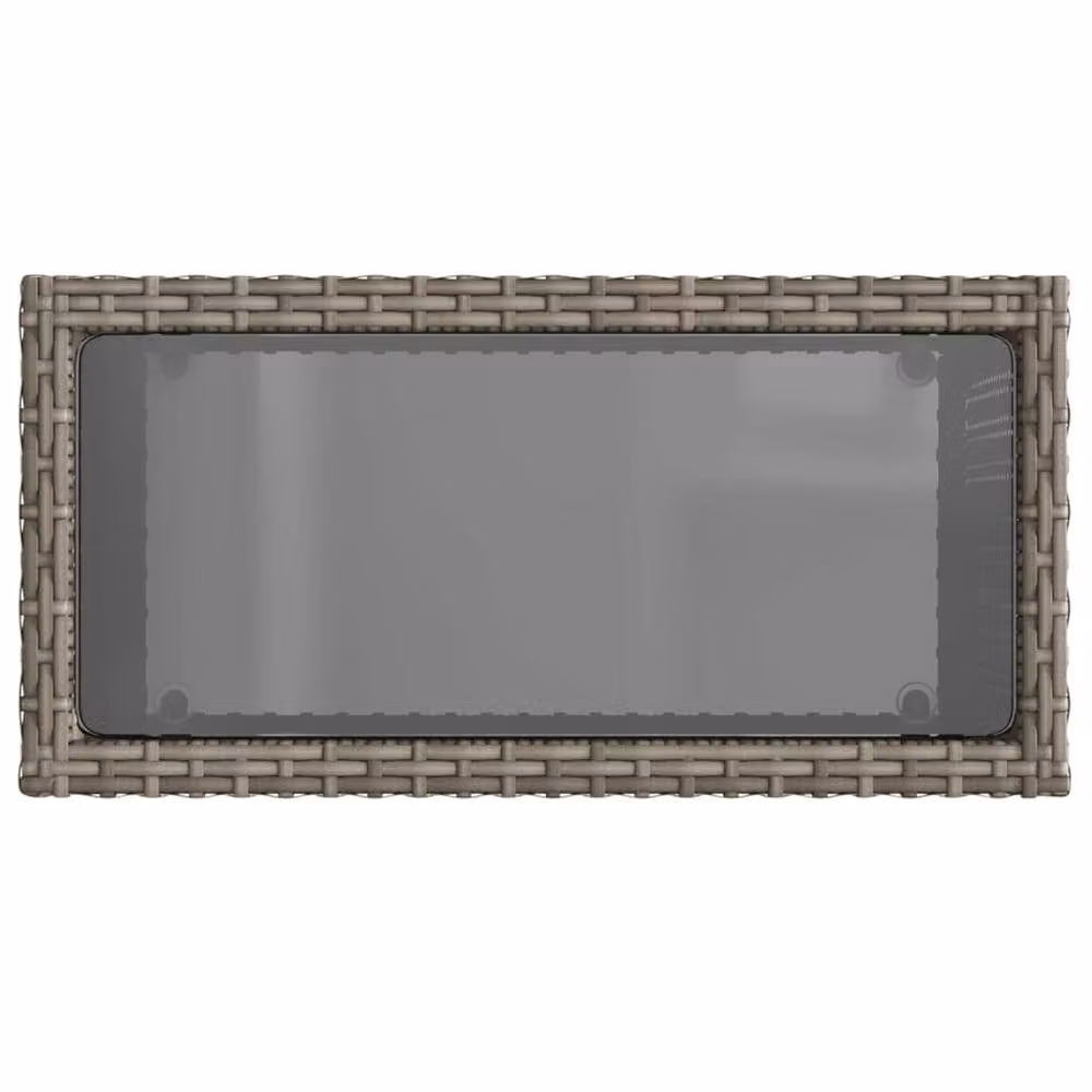 Berkfield Home Grey Poly Rattan Garden Side Table with Glass Top W/D/H: 58 x 27.5 x 55 cm – 4