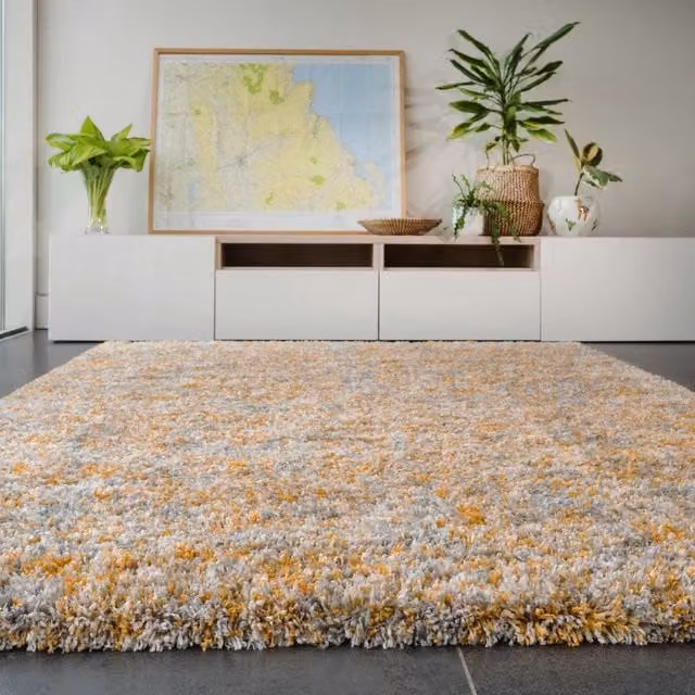 Kukoon Modern Super Soft Shaggy Area Rug in Orange, Silver and Multicolour, W: 160 cm, D: 230 cm – 1