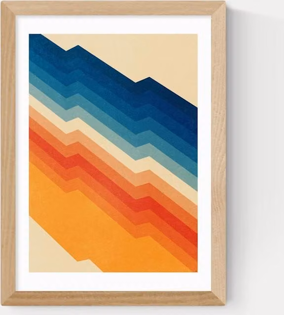 East End Prints Abstract Graphic Framed Art in Beige and Multicolour
